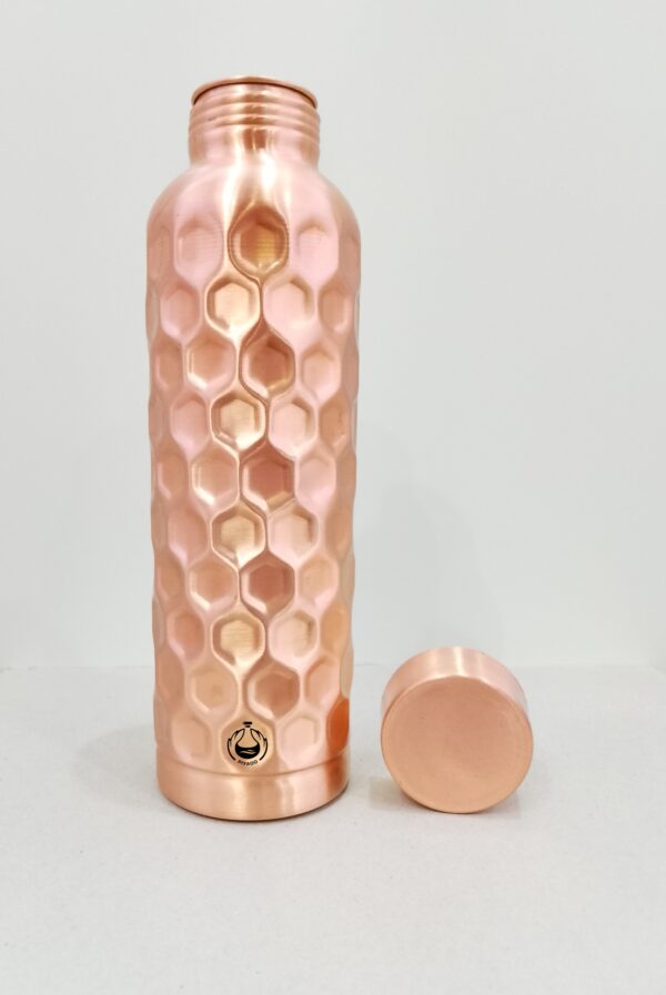 Piyaoo-Pure Copper Premium Lacqure Finish Water Bottle-Diamond Design - Image 2