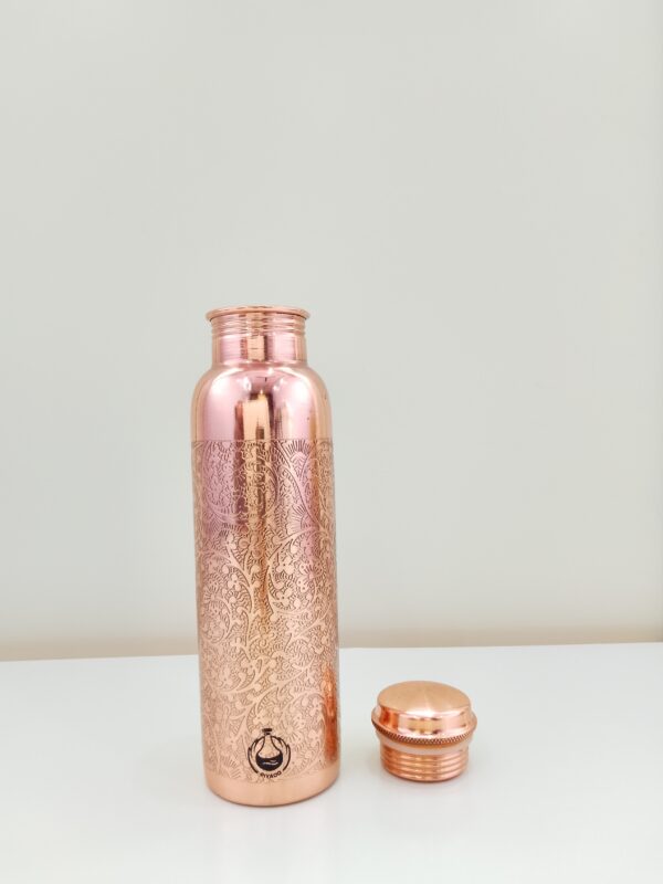 Piyaoo-Pure Copper Premium Water Bottle-Fine Flower Etching Design