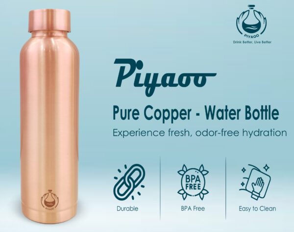 Piyaoo-Pure Copper Premium Lacqure Finish Water Bottle